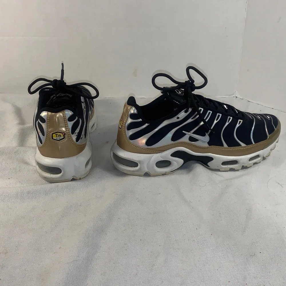 Nike Air Max Plus TN Black Gold Aluminum Trim Women’s Sneakers